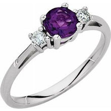 Load image into Gallery viewer, 14k White Gold Amethyst and Diamond Ring
