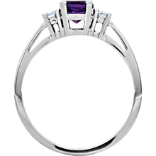 Charger l&#39;image dans la galerie, 14k White Gold Amethyst and Diamond Ring
