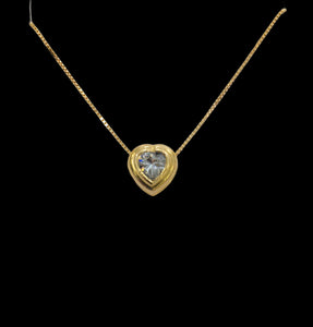 14k Yellow Gold Moissanite Heart Pendant