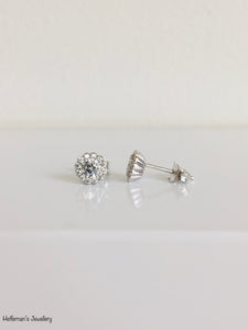 10k Yellow or White Gold Cubic Stud Earrings