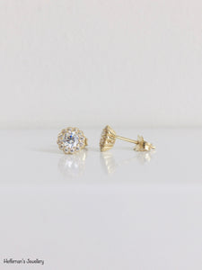 10k Yellow or White Gold Cubic Stud Earrings