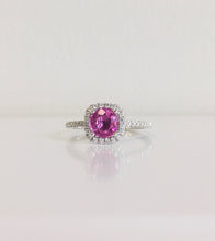 Load image into Gallery viewer, 14k White Gold Diamonds and Pink Sapphire Ring
