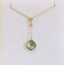 Load image into Gallery viewer, 14k Yellow Gold Diamond and Green Amethyst Necklace
