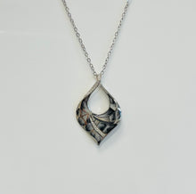 Load image into Gallery viewer, Silver Smokey Grey and Black Enamel Pendant
