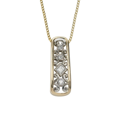 Max Strauss Diamond Pendant Yellow and White Gold Diamond Pendant 