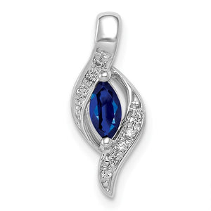 10k White or Yellow Gold Diamond and Marquise Sapphire Pendant
