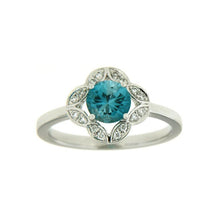 Charger l&#39;image dans la galerie, 14k White Gold Blue Zircon and Diamond Ring
