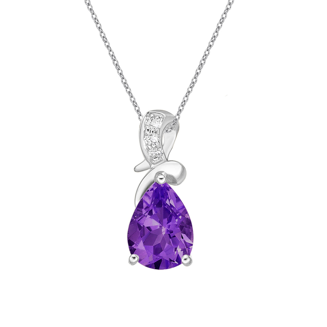 10k White Gold Amethyst Necklace