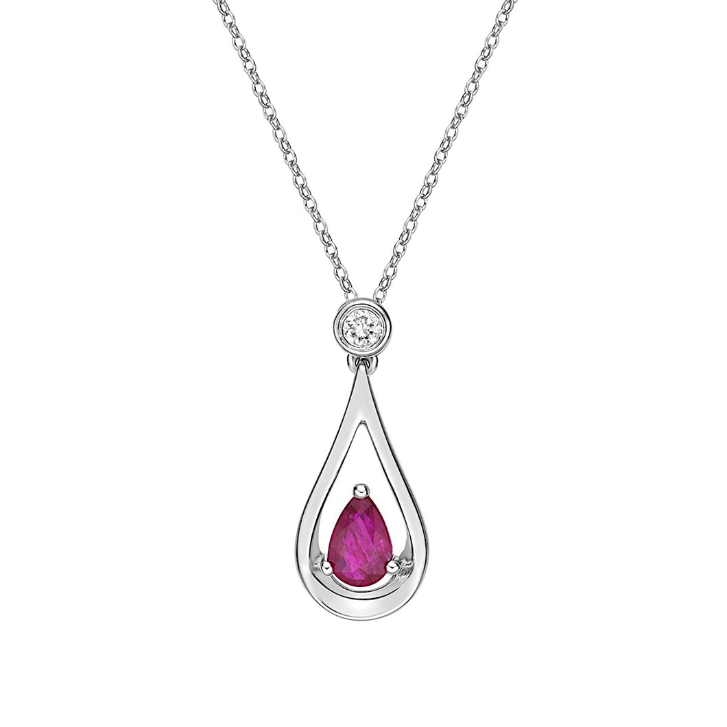 10k white Gold Ruby and Diamond Necklace