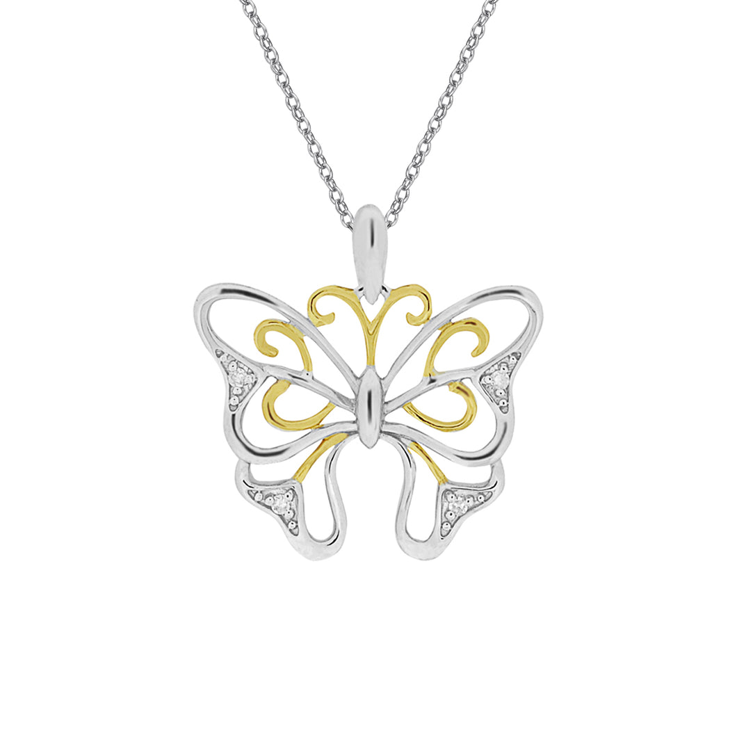 10k White Gold Butterfly Necklace
