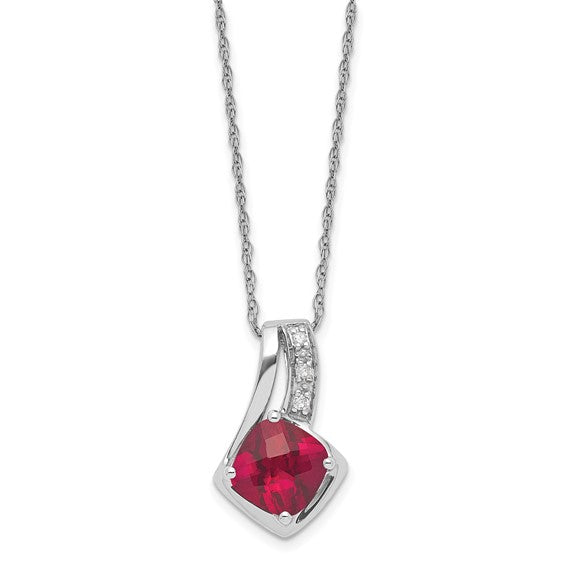 10K White Gold Ruby and Diamond Necklace
