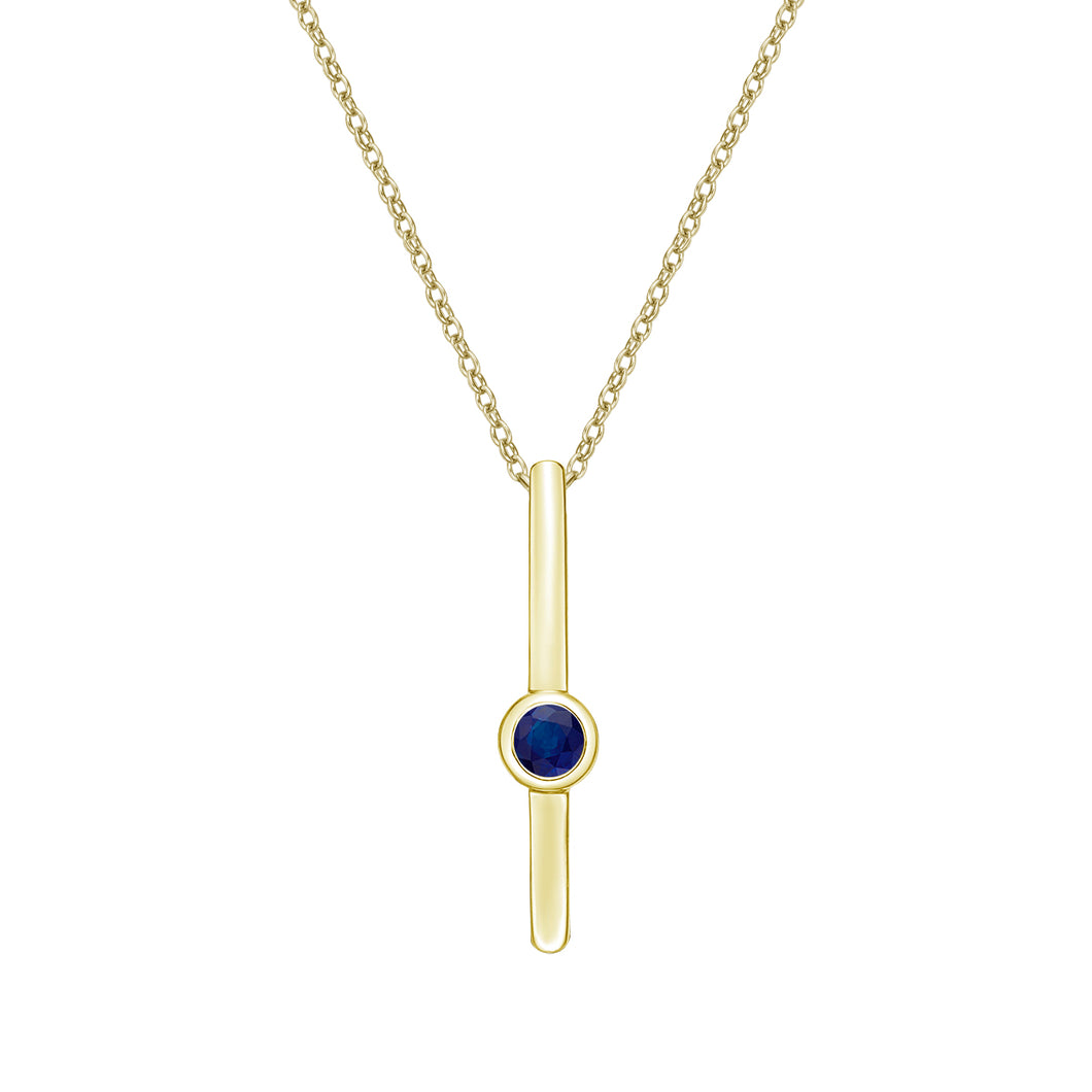 10k Yellow Gold Blue Sapphire Necklace