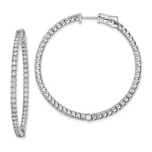 Load image into Gallery viewer, Sterling Silver Rhodium-plated CZ In and Out Hinged Hoop Earrings
