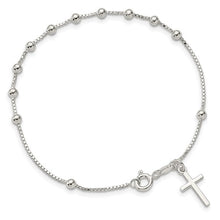 Load image into Gallery viewer, Silver Beaded Cross Bracelet
