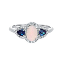 Load image into Gallery viewer, 10k White Gold Opal, Blue Sapphire and Diamond Ring

