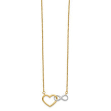 Charger l&#39;image dans la galerie, 14K Yellow and White Heart with Infinity Symbol Necklace
