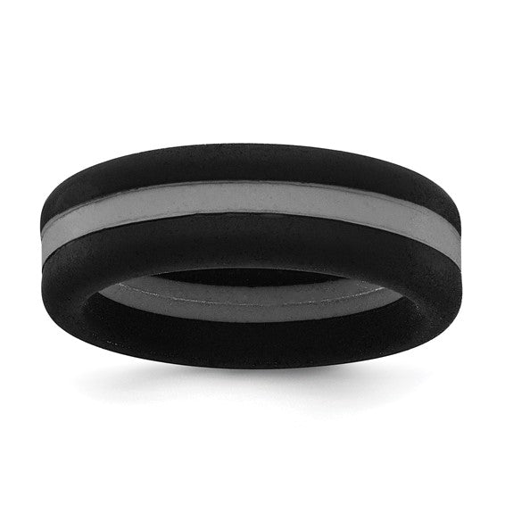 Silicone Black with Grey Line Center 7.5mm Band