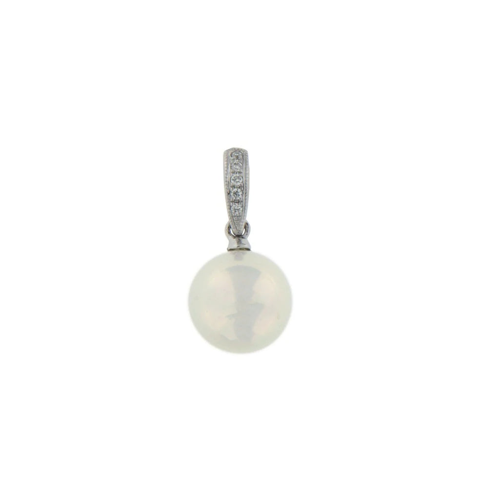 14k White Gold Pearl and Diamond Pendant