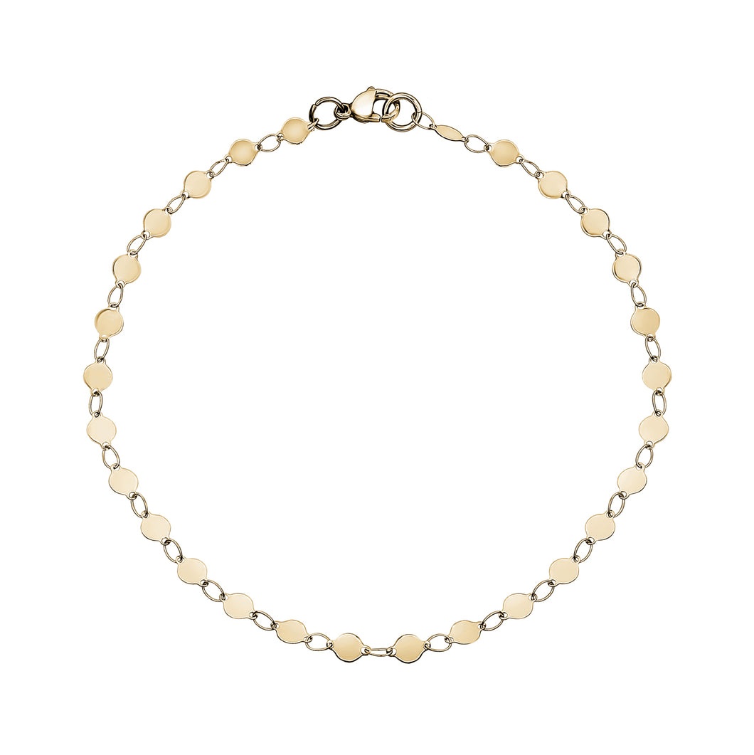 Steel Shiny Round Disc Anklet 9.5