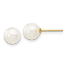 Load image into Gallery viewer, 14k 6-7mm White Round Freshwater Cultured Pearl Studs
