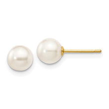 Load image into Gallery viewer, 14k 5-6mm Round White Saltwater Akoya Cultured Pearl Studs
