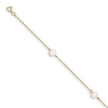 Load image into Gallery viewer, 14K Yellow Gold White Round Freshwater Cultured Pearl 3-station Bracelet
