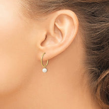 Load image into Gallery viewer, 14k Yellow Gold Pearl Sleeper Hoops
