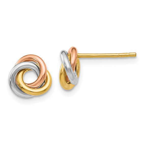 14k Tri-color Love Knot Earrings