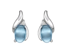 Charger l&#39;image dans la galerie, 10k White Gold Blue Topaz and Diamond Earrings
