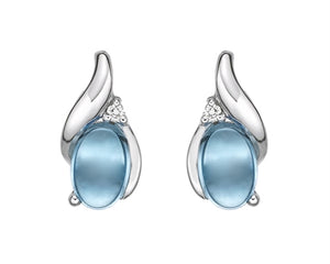 10k White Gold Blue Topaz and Diamond Earrings