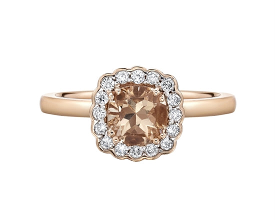 14k Rose Gold Morganite and Diamond Ring
