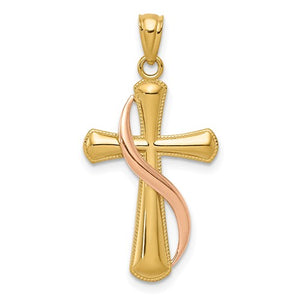 14k Yellow and Rose Gold Cross