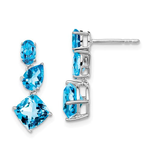 14k White Gold Blue Topaz Earrings