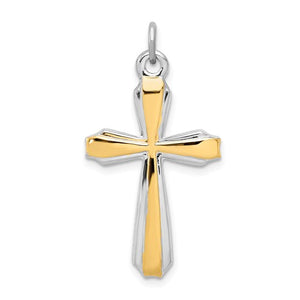 Sterling Silver Rhodium-Plated And 18k Gold-Plated Cross Pendant
