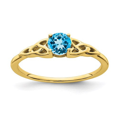 10k Blue Topaz Celtic Knot Ring