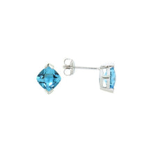 Load image into Gallery viewer, 14k White Gold Blue Topaz Earrings
